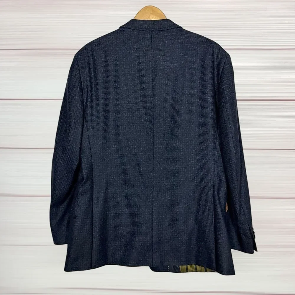Kroon Wool Cashmere Sport Coat Blazer 3 Button Double Vent Dark Navy 44R